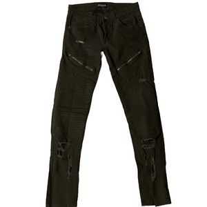 CJ Black Premium Jeans Mens 28x30 Skinny Flex Stretch Zippers Moto Olive Green